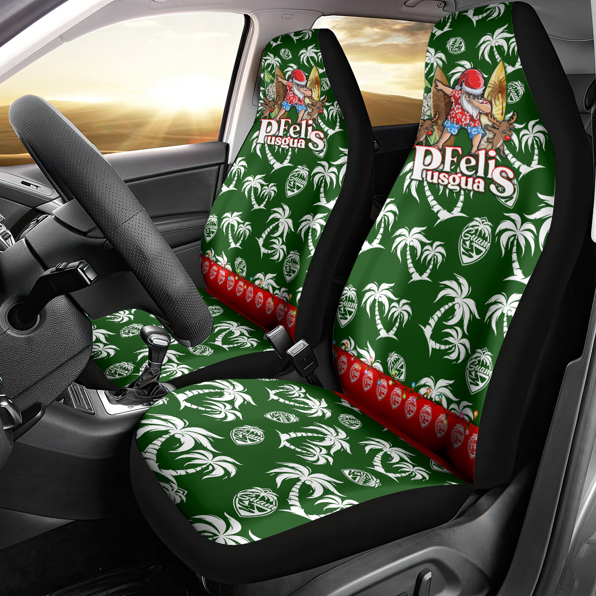 Guam Christmas Car Seat Cover Felis Pusgua Tropical Xmas Patterns - Wonder Print Shop