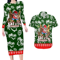 Guam Christmas Couples Matching Long Sleeve Bodycon Dress and Hawaiian Shirt Felis Pusgua Tropical Xmas Patterns - Wonder Print Shop