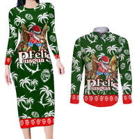 Guam Christmas Couples Matching Long Sleeve Bodycon Dress and Long Sleeve Button Shirts Felis Pusgua Tropical Xmas Patterns - Wonder Print Shop