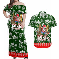 Guam Christmas Couples Matching Off Shoulder Maxi Dress and Hawaiian Shirt Felis Pusgua Tropical Xmas Patterns - Wonder Print Shop