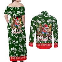 Guam Christmas Couples Matching Off Shoulder Maxi Dress and Long Sleeve Button Shirts Felis Pusgua Tropical Xmas Patterns - Wonder Print Shop