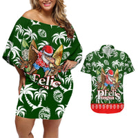 Guam Christmas Couples Matching Off Shoulder Short Dress and Hawaiian Shirt Felis Pusgua Tropical Xmas Patterns - Wonder Print Shop