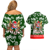 Guam Christmas Couples Matching Off Shoulder Short Dress and Hawaiian Shirt Felis Pusgua Tropical Xmas Patterns - Wonder Print Shop