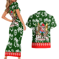 Guam Christmas Couples Matching Short Sleeve Bodycon Dress and Hawaiian Shirt Felis Pusgua Tropical Xmas Patterns - Wonder Print Shop