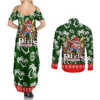 Guam Christmas Couples Matching Summer Maxi Dress and Long Sleeve Button Shirts Felis Pusgua Tropical Xmas Patterns - Wonder Print Shop