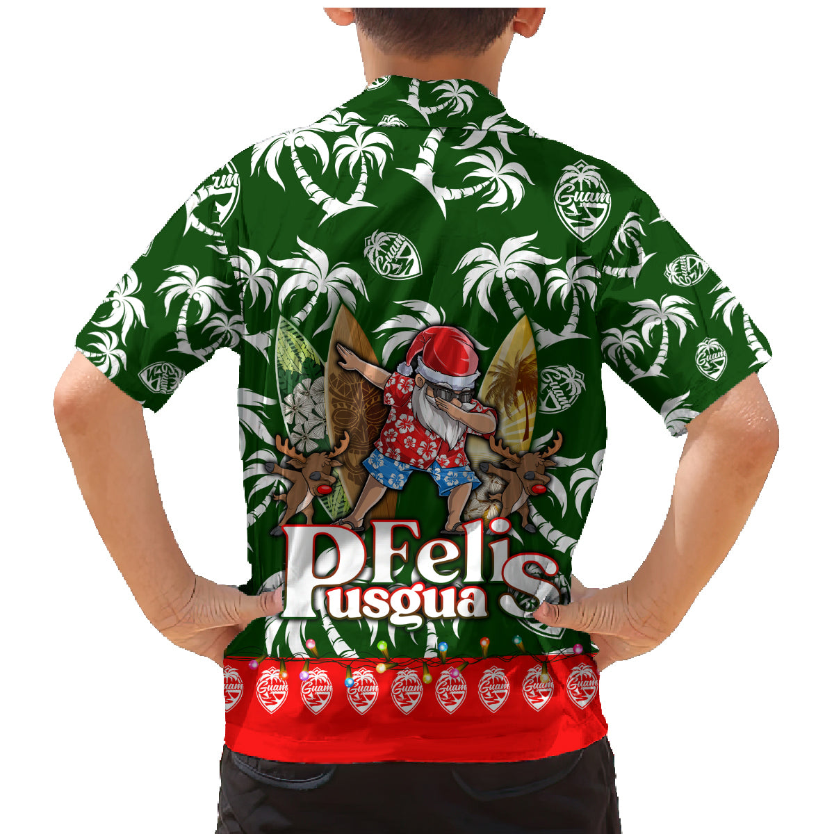 Guam Christmas Family Matching Mermaid Dress and Hawaiian Shirt Felis Pusgua Tropical Xmas Patterns - Wonder Print Shop