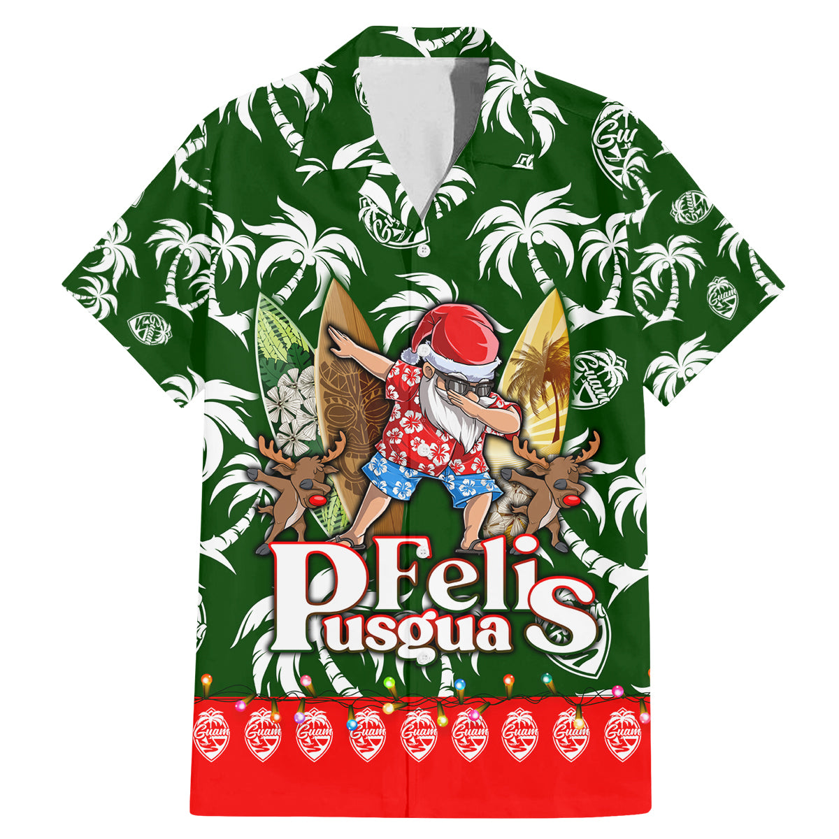 Guam Christmas Family Matching Mermaid Dress and Hawaiian Shirt Felis Pusgua Tropical Xmas Patterns - Wonder Print Shop