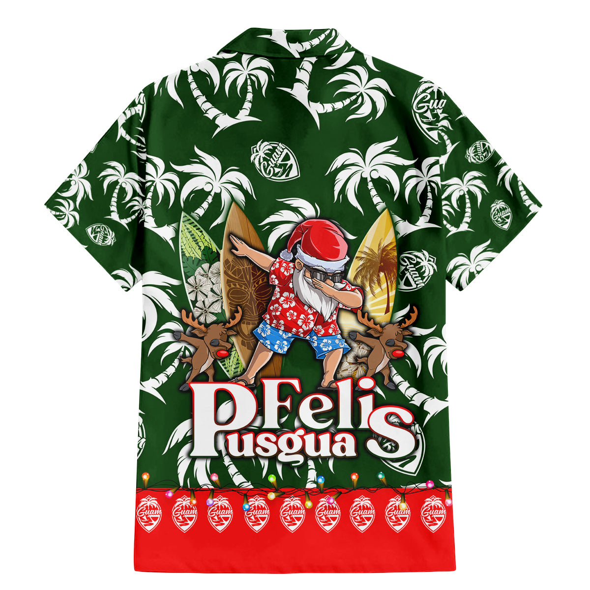 Guam Christmas Family Matching Mermaid Dress and Hawaiian Shirt Felis Pusgua Tropical Xmas Patterns - Wonder Print Shop