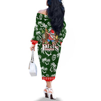 Guam Christmas Family Matching Off Shoulder Long Sleeve Dress and Hawaiian Shirt Felis Pusgua Tropical Xmas Patterns - Wonder Print Shop