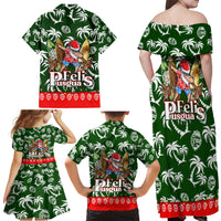 Guam Christmas Family Matching Off Shoulder Maxi Dress and Hawaiian Shirt Felis Pusgua Tropical Xmas Patterns - Wonder Print Shop