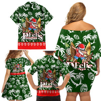 Guam Christmas Family Matching Off Shoulder Short Dress and Hawaiian Shirt Felis Pusgua Tropical Xmas Patterns - Wonder Print Shop