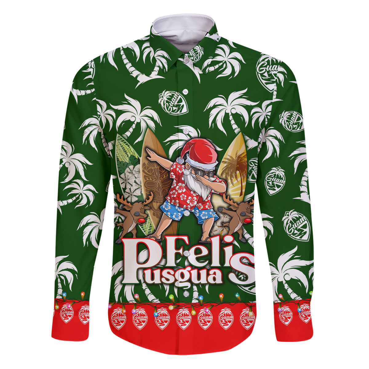 Guam Christmas Family Matching Puletasi Dress and Hawaiian Shirt Felis Pusgua Tropical Xmas Patterns - Wonder Print Shop