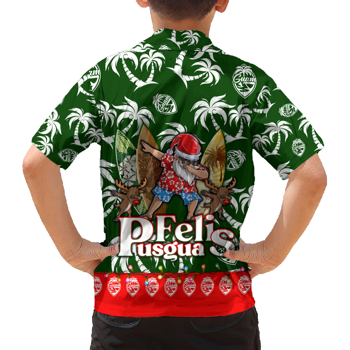Guam Christmas Family Matching Tank Maxi Dress and Hawaiian Shirt Felis Pusgua Tropical Xmas Patterns - Wonder Print Shop