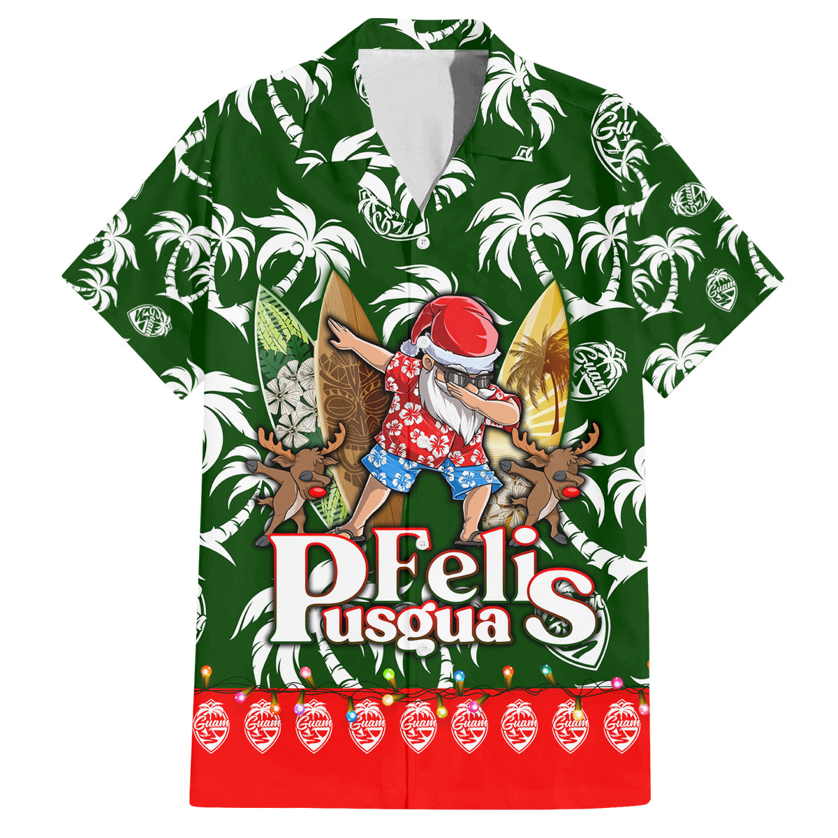 Guam Christmas Family Matching Tank Maxi Dress and Hawaiian Shirt Felis Pusgua Tropical Xmas Patterns - Wonder Print Shop