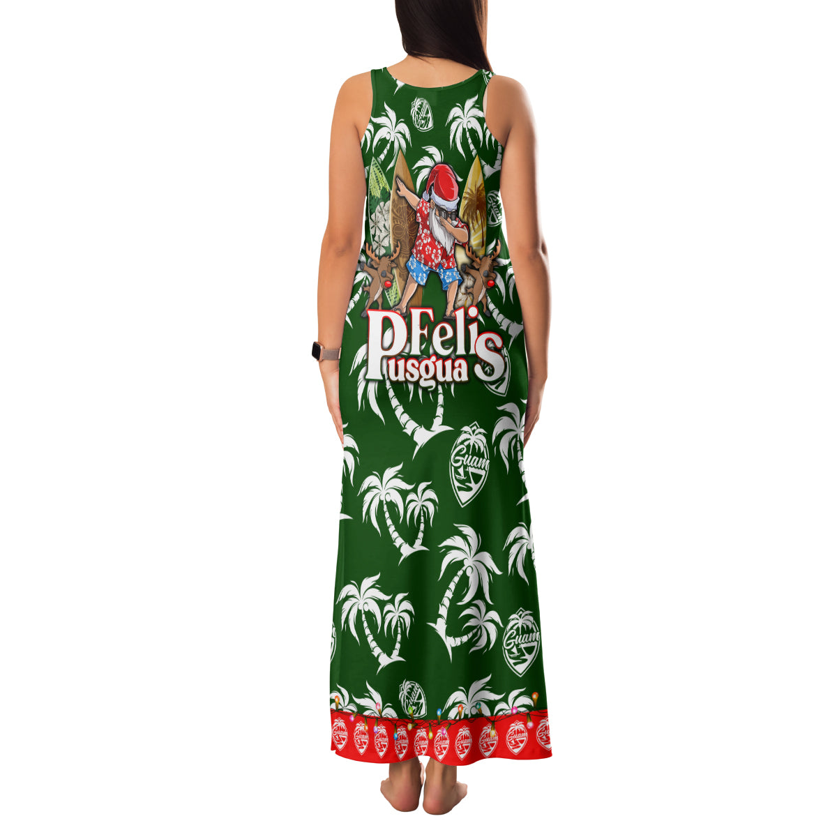 Guam Christmas Family Matching Tank Maxi Dress and Hawaiian Shirt Felis Pusgua Tropical Xmas Patterns - Wonder Print Shop