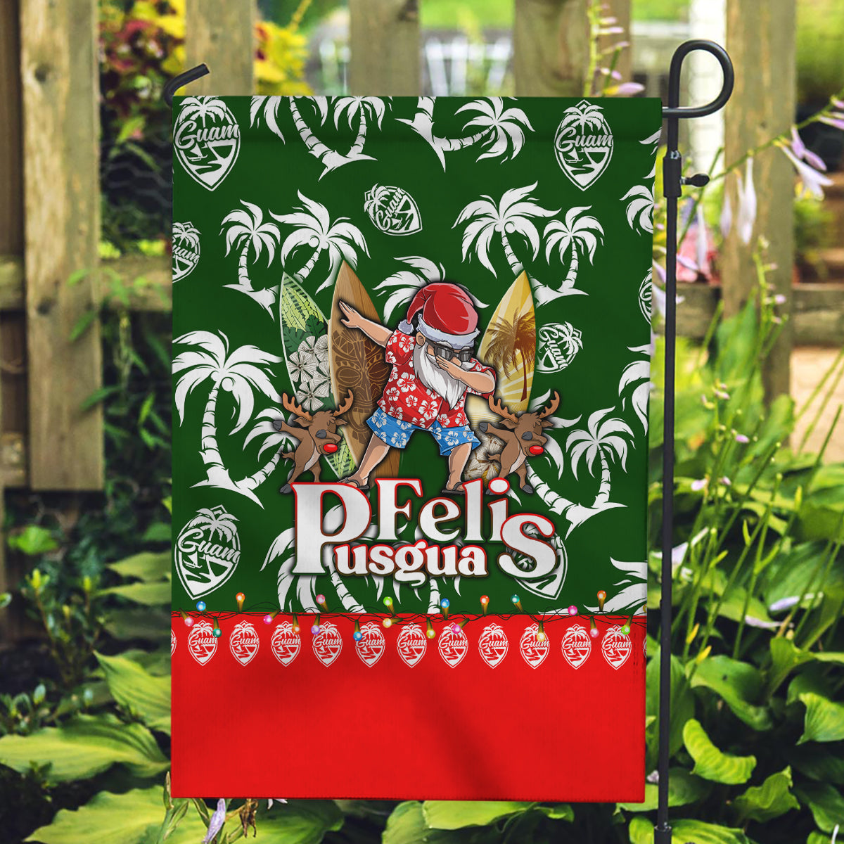 Guam Christmas Garden Flag Felis Pusgua Tropical Xmas Patterns - Wonder Print Shop