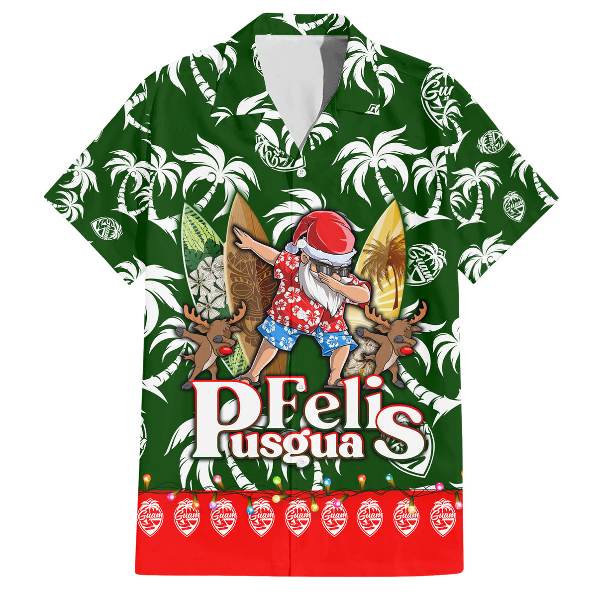 Guam Christmas Hawaiian Shirt Felis Pusgua Tropical Xmas Patterns - Wonder Print Shop