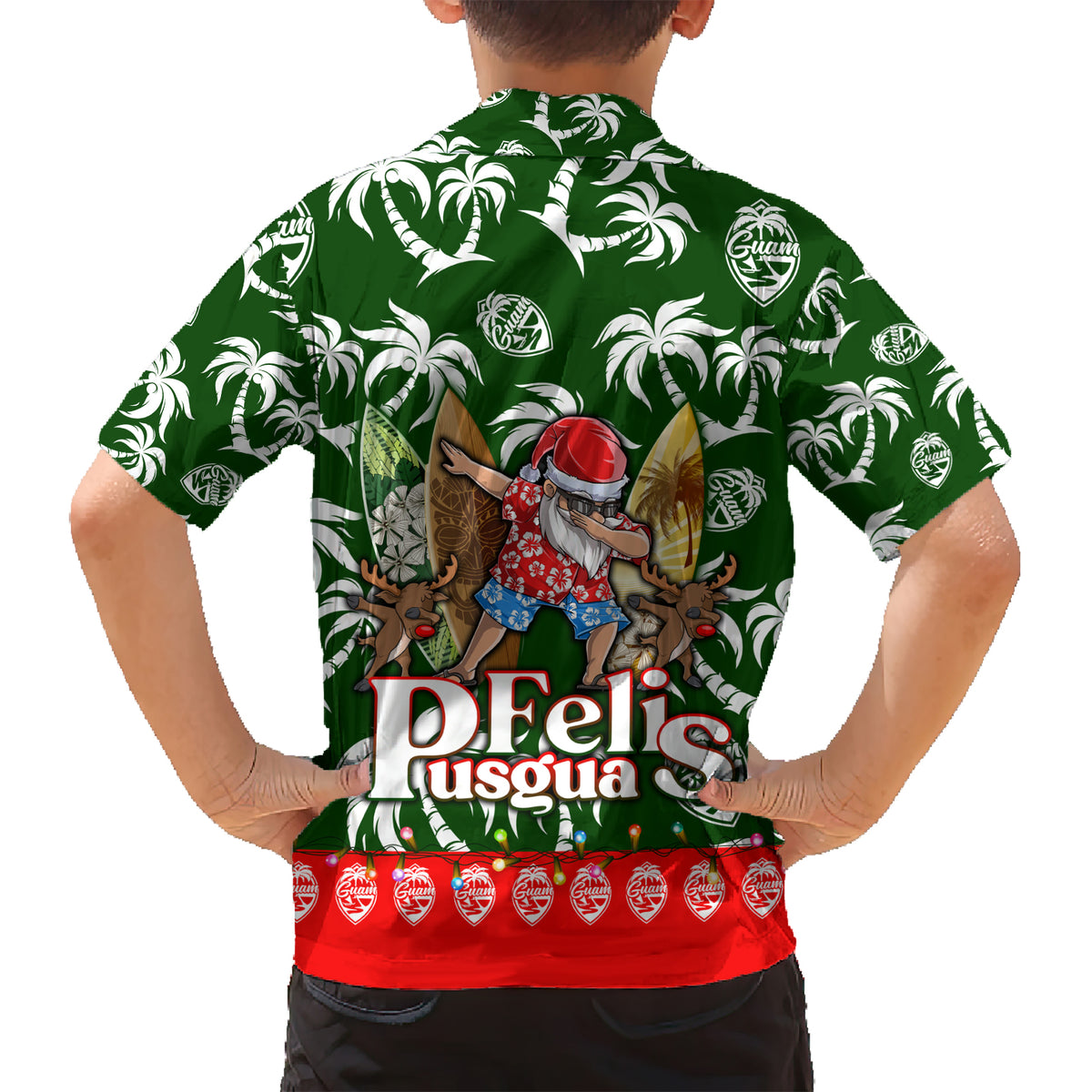 Guam Christmas Kid Hawaiian Shirt Felis Pusgua Tropical Xmas Patterns - Wonder Print Shop