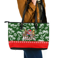 Guam Christmas Leather Tote Bag Felis Pusgua Tropical Xmas Patterns - Wonder Print Shop