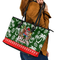 Guam Christmas Leather Tote Bag Felis Pusgua Tropical Xmas Patterns - Wonder Print Shop