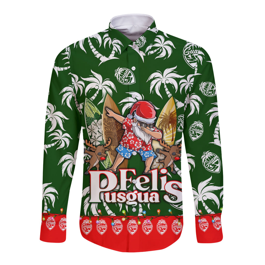 Guam Christmas Long Sleeve Button Shirt Felis Pusgua Tropical Xmas Patterns - Wonder Print Shop