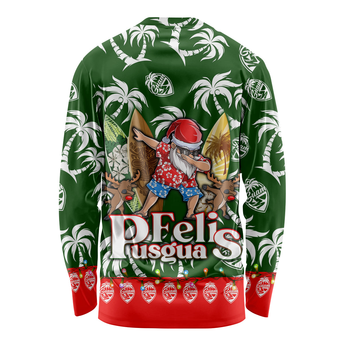 Guam Christmas Long Sleeve Shirt Felis Pusgua Tropical Xmas Patterns - Wonder Print Shop