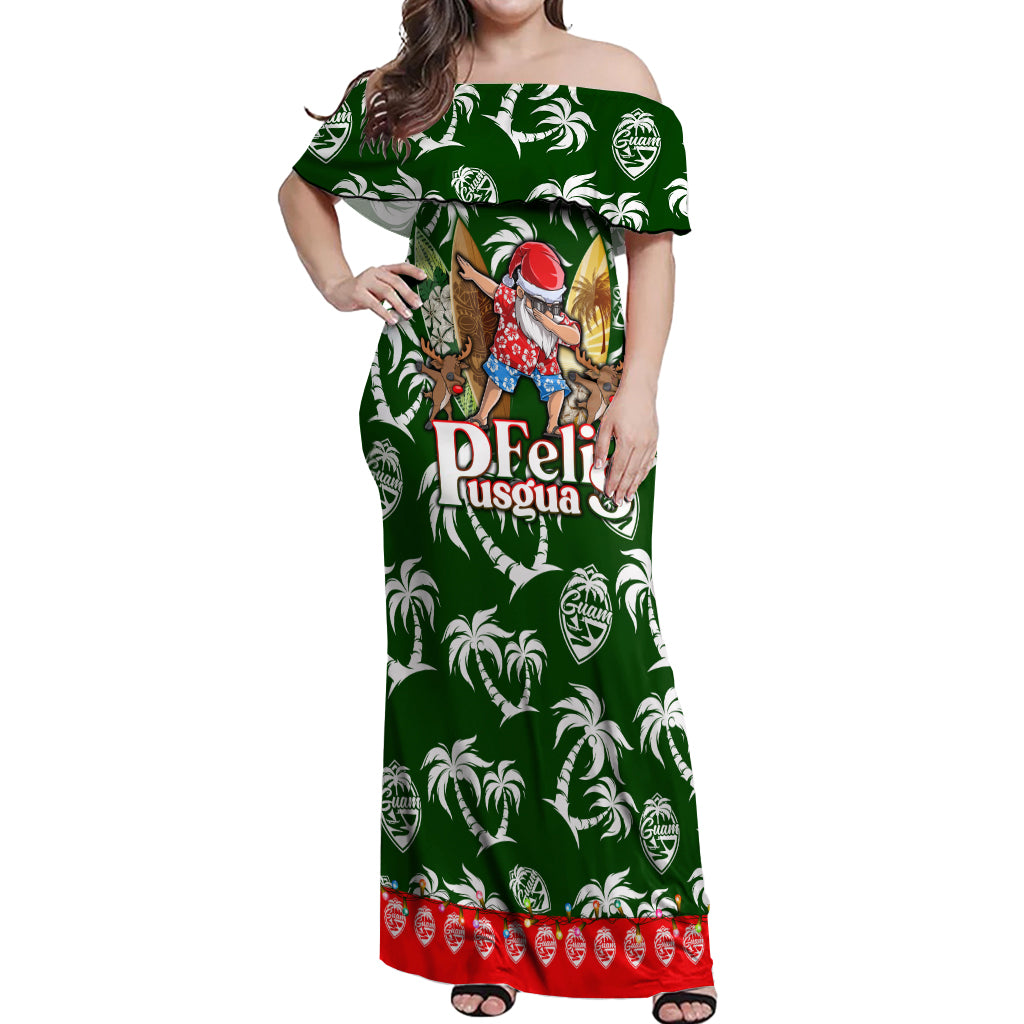 Guam Christmas Off Shoulder Maxi Dress Felis Pusgua Tropical Xmas Patterns - Wonder Print Shop