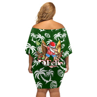 Guam Christmas Off Shoulder Short Dress Felis Pusgua Tropical Xmas Patterns - Wonder Print Shop