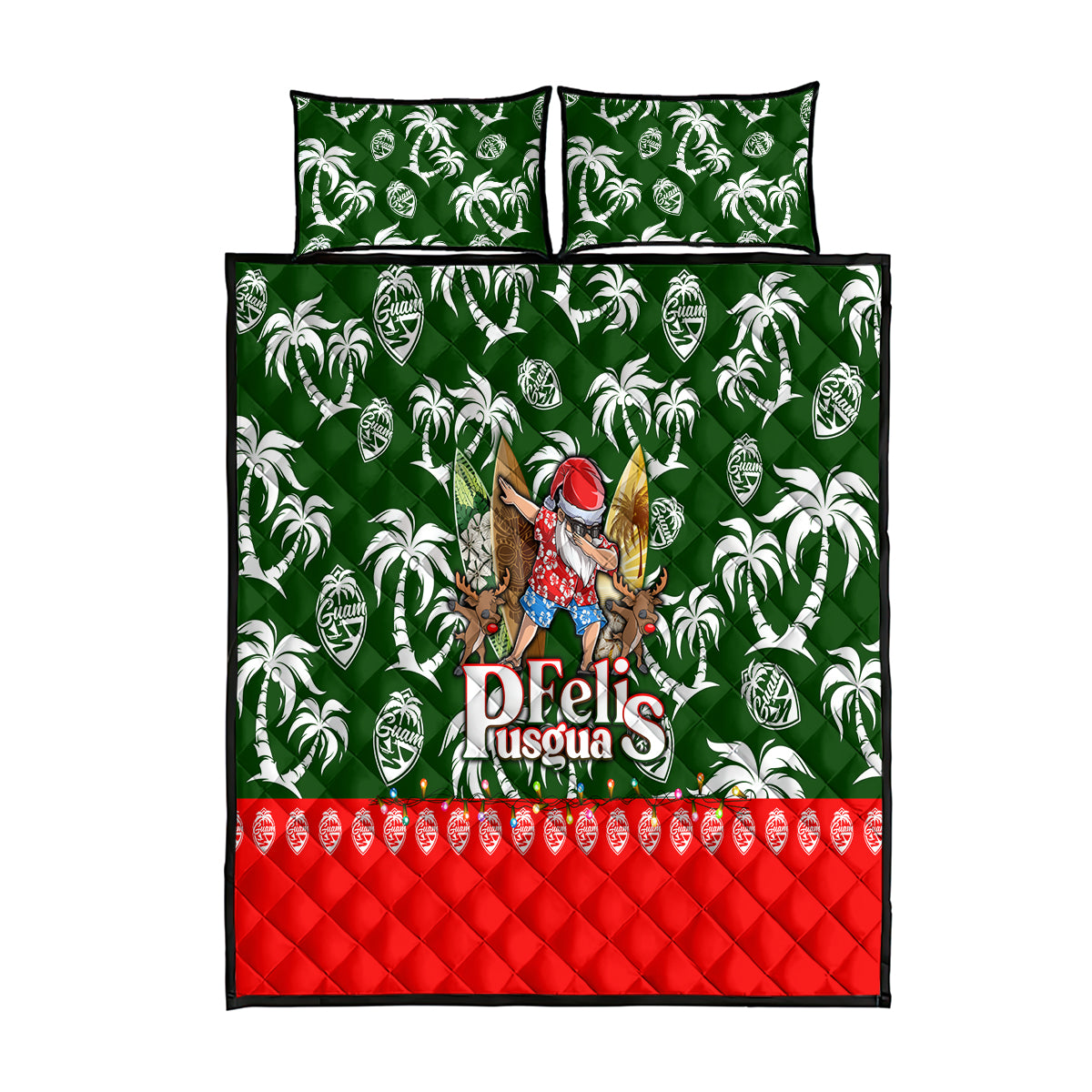 Guam Christmas Quilt Bed Set Felis Pusgua Tropical Xmas Patterns - Wonder Print Shop