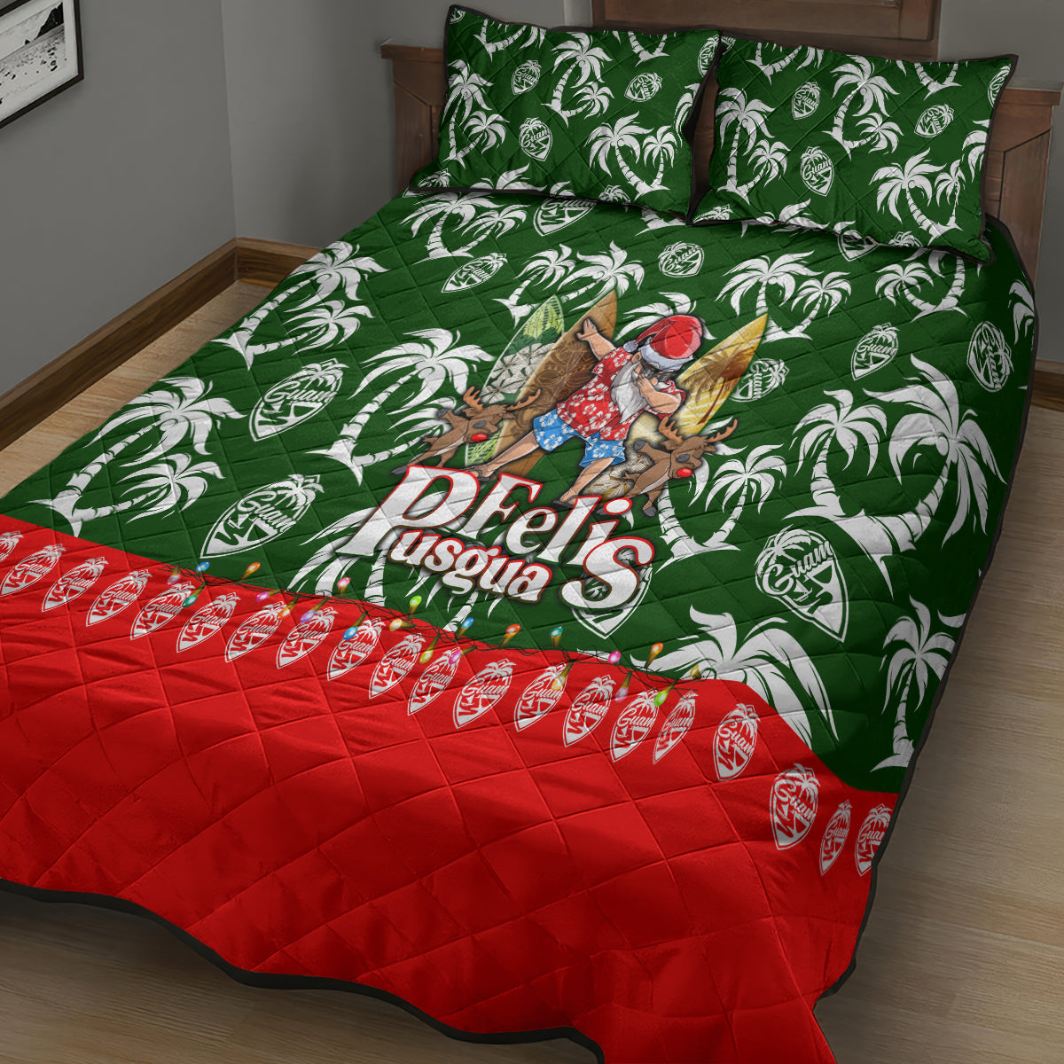 Guam Christmas Quilt Bed Set Felis Pusgua Tropical Xmas Patterns - Wonder Print Shop