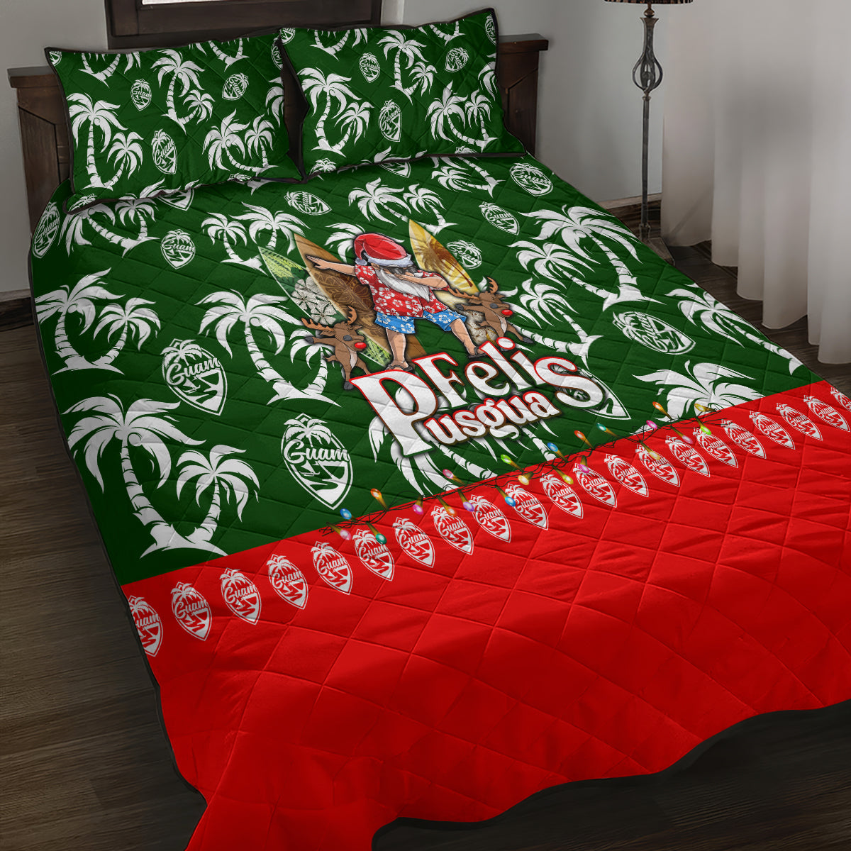 Guam Christmas Quilt Bed Set Felis Pusgua Tropical Xmas Patterns - Wonder Print Shop