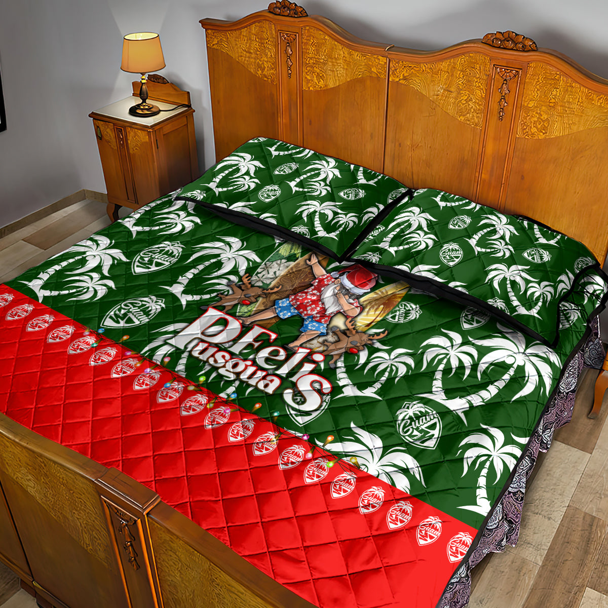 Guam Christmas Quilt Bed Set Felis Pusgua Tropical Xmas Patterns - Wonder Print Shop