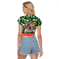 Guam Christmas Raglan Cropped T Shirt Felis Pusgua Tropical Xmas Patterns - Wonder Print Shop