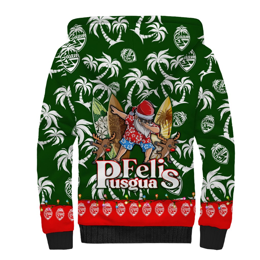 Guam Christmas Sherpa Hoodie Felis Pusgua Tropical Xmas Patterns - Wonder Print Shop