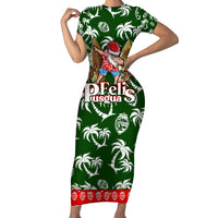 Guam Christmas Short Sleeve Bodycon Dress Felis Pusgua Tropical Xmas Patterns - Wonder Print Shop