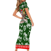 Guam Christmas Short Sleeve Bodycon Dress Felis Pusgua Tropical Xmas Patterns - Wonder Print Shop