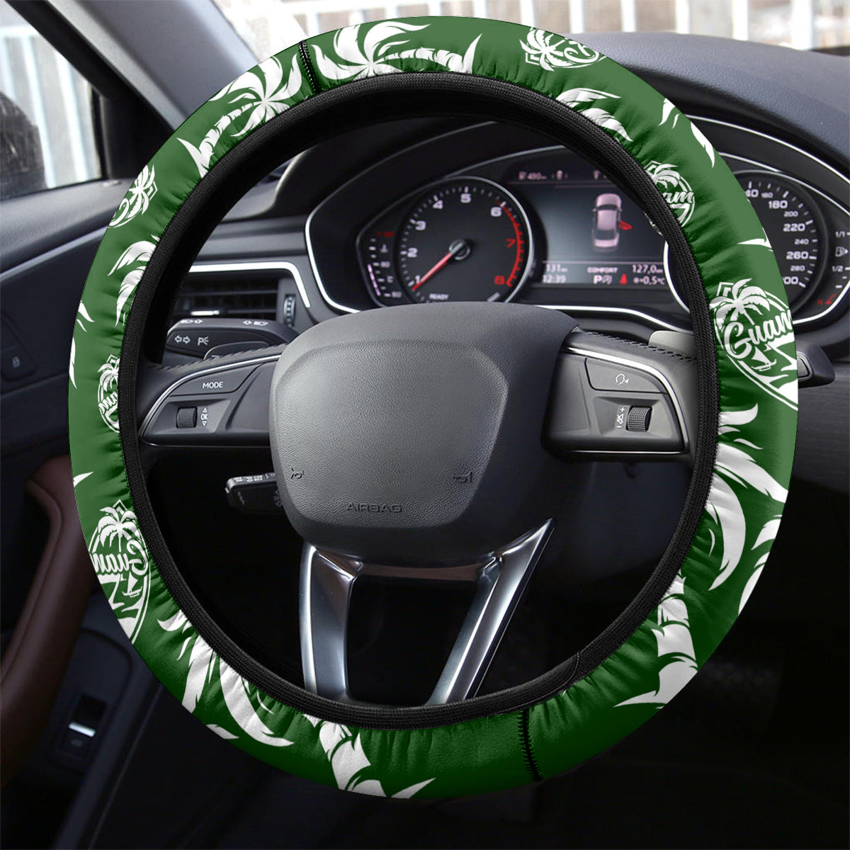 Guam Christmas Steering Wheel Cover Felis Pusgua Tropical Xmas Patterns - Wonder Print Shop