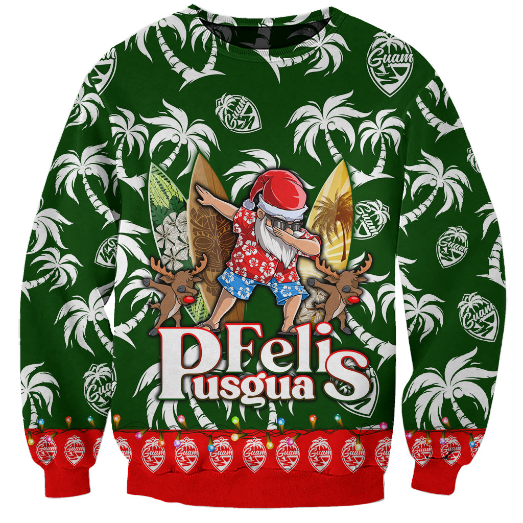Guam Christmas Sweatshirt Felis Pusgua Tropical Xmas Patterns - Wonder Print Shop