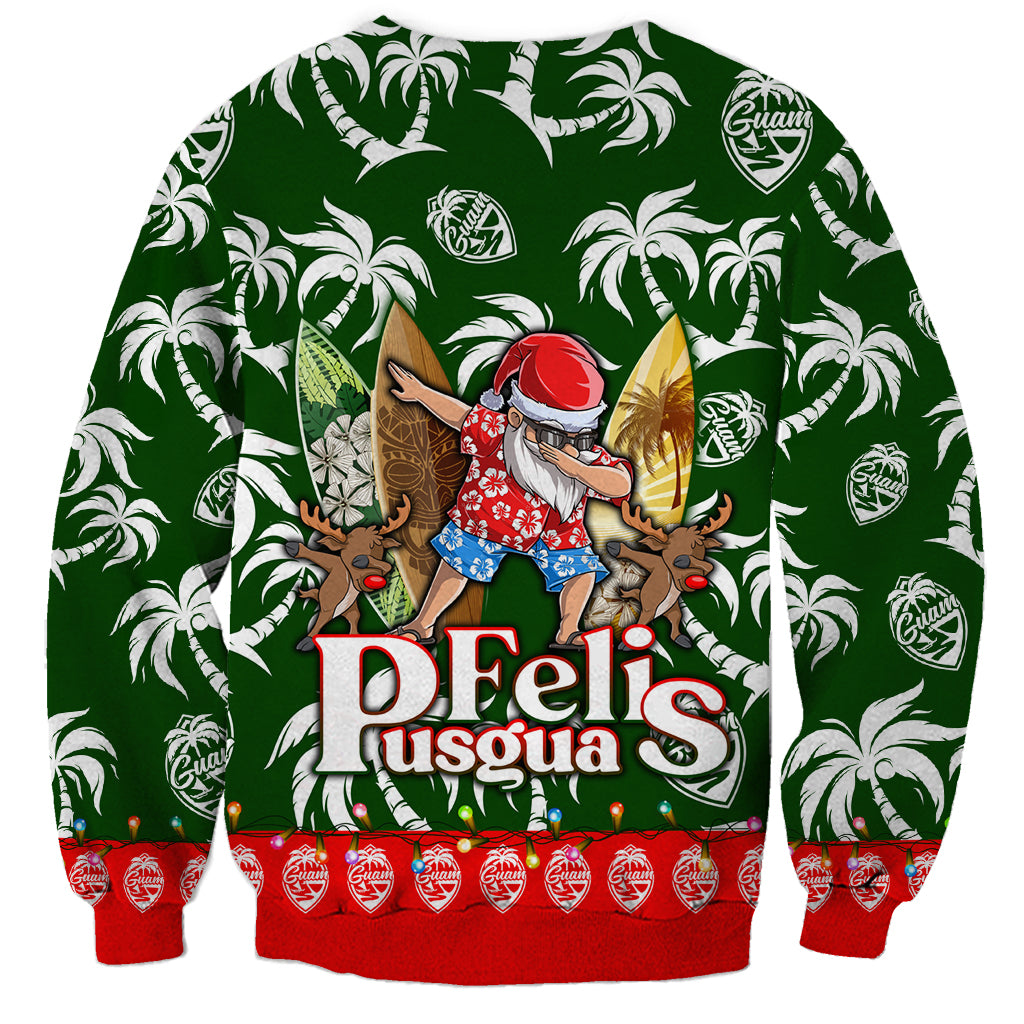 Guam Christmas Sweatshirt Felis Pusgua Tropical Xmas Patterns - Wonder Print Shop