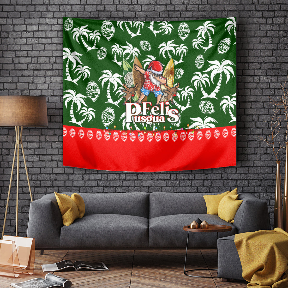Guam Christmas Tapestry Felis Pusgua Tropical Xmas Patterns - Wonder Print Shop