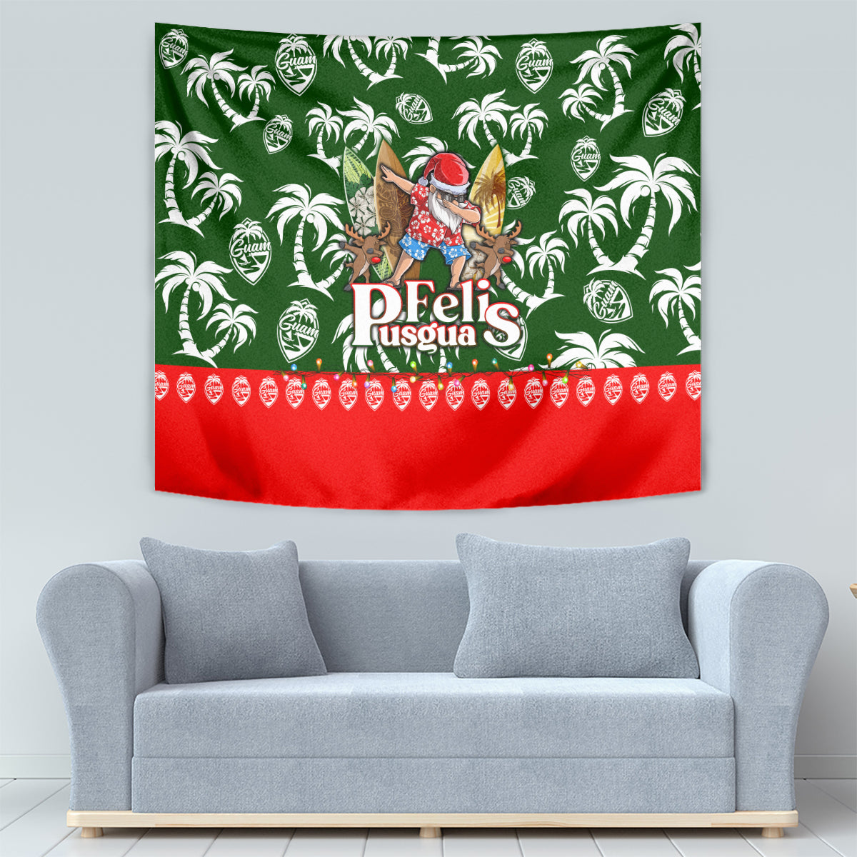 Guam Christmas Tapestry Felis Pusgua Tropical Xmas Patterns - Wonder Print Shop