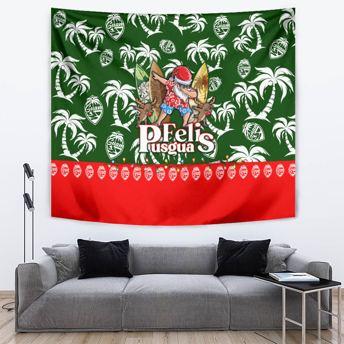 Guam Christmas Tapestry Felis Pusgua Tropical Xmas Patterns - Wonder Print Shop