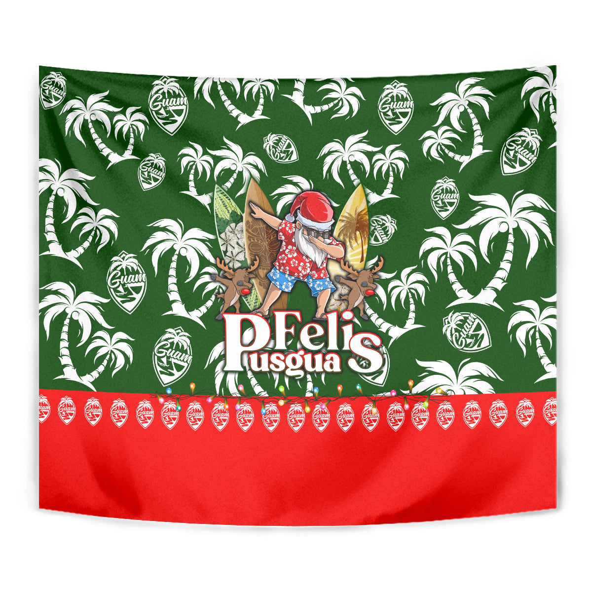 Guam Christmas Tapestry Felis Pusgua Tropical Xmas Patterns - Wonder Print Shop