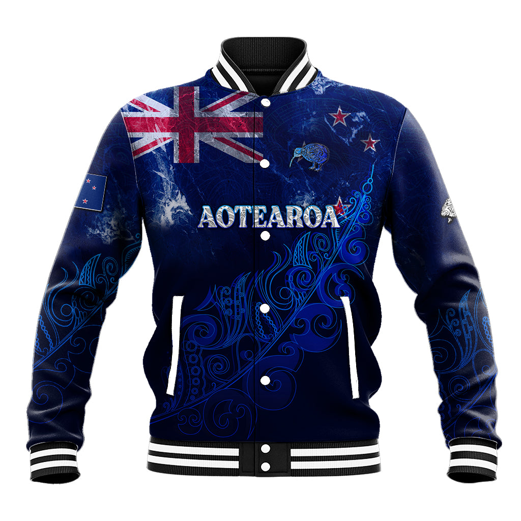 Personalised New Zealand Baseball Jacket Aotearoa Map Silver Fern - Wonder Print Shop