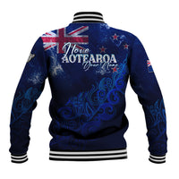 Personalised New Zealand Baseball Jacket Aotearoa Map Silver Fern - Wonder Print Shop