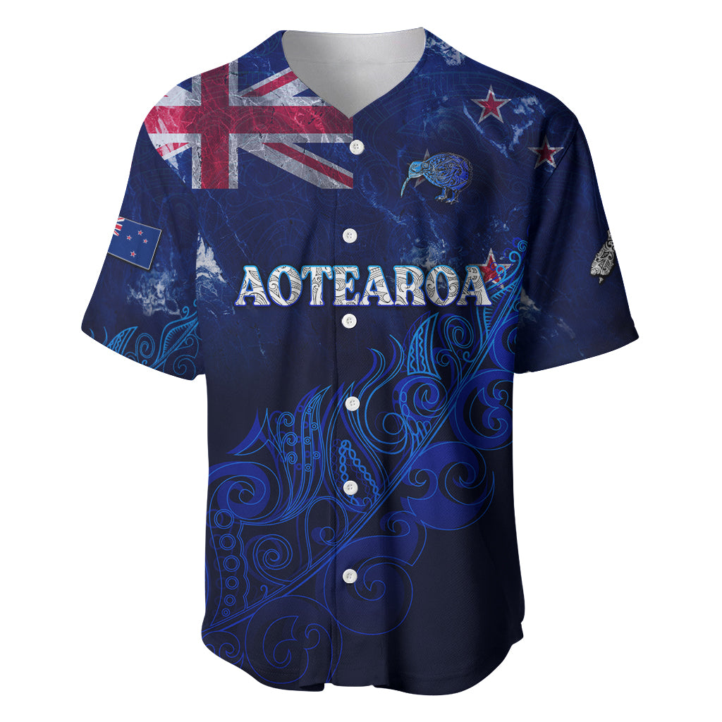 Personalised New Zealand Baseball Jersey Aotearoa Map Silver Fern - Wonder Print Shop