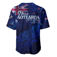 Personalised New Zealand Baseball Jersey Aotearoa Map Silver Fern - Wonder Print Shop