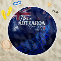 Personalised New Zealand Beach Blanket Aotearoa Map Silver Fern - Wonder Print Shop