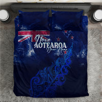 Personalised New Zealand Bedding Set Aotearoa Map Silver Fern - Wonder Print Shop