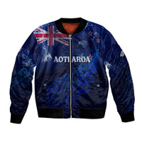 Personalised New Zealand Bomber Jacket Aotearoa Map Silver Fern - Wonder Print Shop
